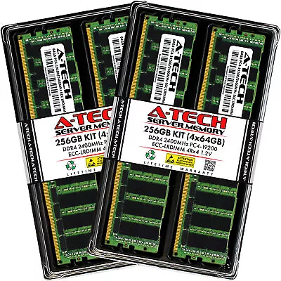 A-Tech 256GB 4x 64GB 4Rx4 PC4-19200 ECC Load Reduced LRDIMM Server Memory RAM • $287.96
