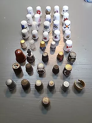 Vintage Lot Metal & Porcelain Sewing Thimbles  42 Total One Is Sterling Silver • $4.99