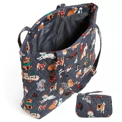 Vera Bradley Essential Tote Shoulder Bag Holiday Dogs Matching Coin Purse NWT • $64.99