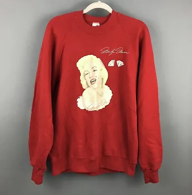 VTG Jerzees Marilyn Monroe Crewneck Pullover Sweatshirt XXL Red Graphic USA MADE • $22.99