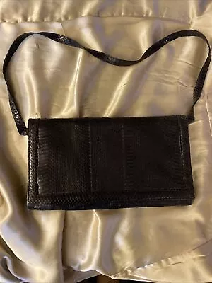 VINTAGE Real SNAKE Skin Crossbody Bag Black • $19.99