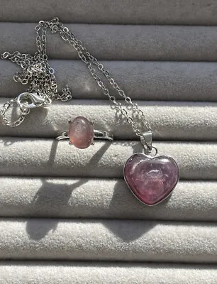 Gem Lepidolite Necklace Ring Bundle Healing Gemstone Ring • $13.77