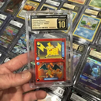 Charizard Pikachu Silver Foil Nintendo Pokedex Pokémon Album Sticker CGC 10 • $399.99
