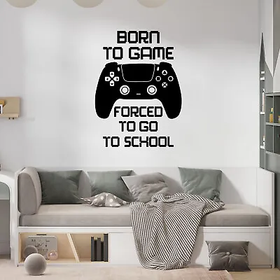 Wall Stickers Born To Game Décor Vinyl Gaming Kids Room Gamer PS Xbox Decals Art • £4.51