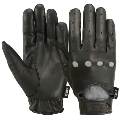 Men's Driving Gloves Chauffeur Car Motorcycle Unlined Leather Police Drivers MRX • $16.89