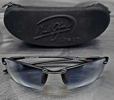 Maui Jim MJ-405-02 Makaha Gloss Black Wrap Sunglasses 64[]15-130 Made In Japan • $54