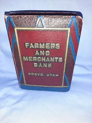 Vintage FARMERS & MERCHANTS BANK Book Of Thrift - Leather & Metal NO Key • $19.99