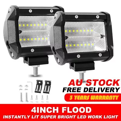 Pair 4 Inch Work Lights Spot Flood LED Light Bar Reverse 4WD 12V 24V Spread WIDE • $24.99