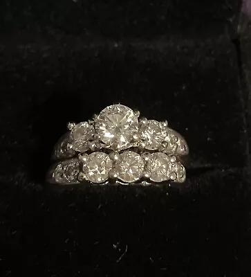 Engagement Wedding Ring Set 2CTW 14K White Gold Round Diamond Size 7 • $1230