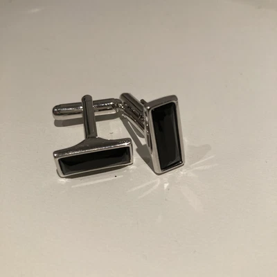£25 • Buy Swarovski Cufflinks Silver Rhodium Black Stone Mens Or Womens