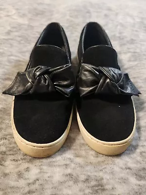 Michael Kors Black Suede/Leather Bow Fashion Designer Sneakers Womens 6.5 • $19.99