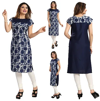 UK STOCK - Ethnic Pakistani Designer Cotton Blue Kurta Kurti Tunic Women SC2461 • £17.96