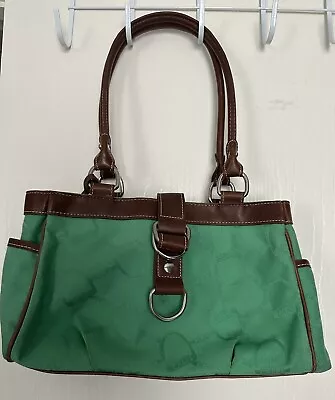 Chaps Women's Monogram Milano Green Canvas Shoulder Bag • $20