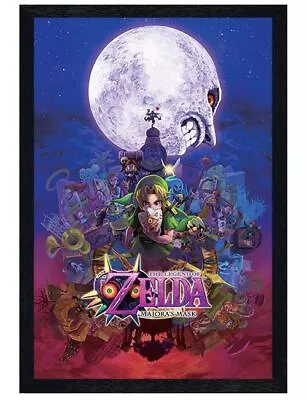 Legend Of Zelda Poster Black Wooden Framed Majora's Mask 61x91.5cm • £26.99