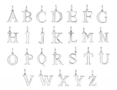 925 Sterling Silver Alphabet Letter Initials Pendant With 18  Box Chain Necklace • $16.19