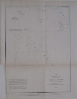 Original 1853 Coast Survey Soundings Map CORTES BANK California Channel Islands • $39.99