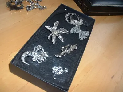 £4.99 • Buy Jewelry Collection Of 6 Brooches 2 Are Marcasite