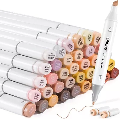 Ohuhu Skin Tone Alcohol Markers Brush Tip - Double Tipped Skin Color Markers For • $39.99