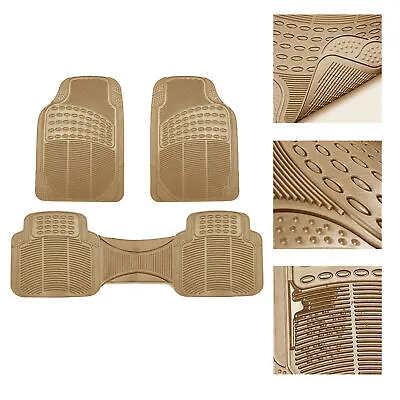 FH Group Universal Floor Mats For Car  Heavy Duty All Weather Mats 3pc Set Beige • $23.99