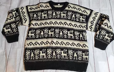 Handmade Nepal Sweater Pullover Unisex Large Wool Heavyweight Fair Isle Ski • $49.95