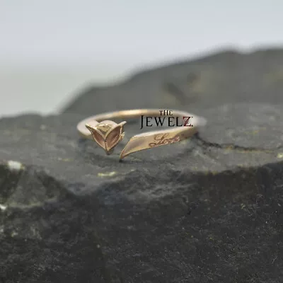 $399 • Buy 14K Solid Gold Wolf Head Love Ring Handmade Fine Pet Jewelry Size-3 To 8 US
