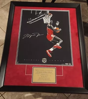 Michael Jordan Signed Framed 16x20 Craddle Dunk Autographed UDA/COA #/123 MINT!! • $9450