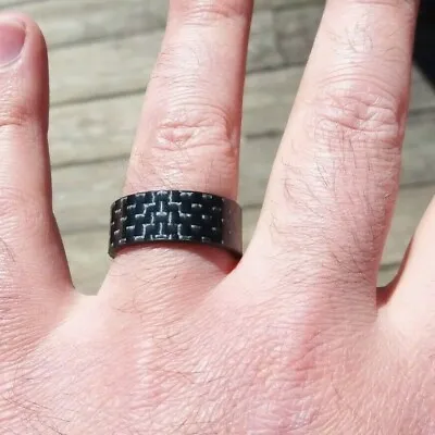 100% REAL Solid Genuine CARBON FIBER Ring Wedding Band Mechanic Mens Womens EDC • $29.95