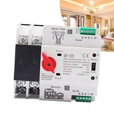 £30.49 • Buy Smart Automatic Dual Power Transfer Switch 100A 2P Generator Changeover 220V UK