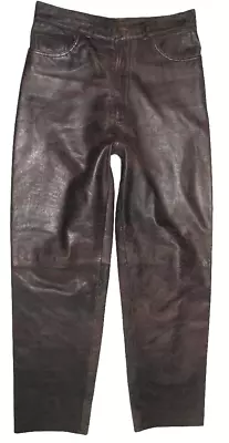 Leather Jeans/Leather Pants IN Dark Braun Approx. W31  / L30   Made Of Leather • $34.83