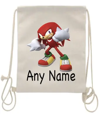 £10.49 • Buy Personalised Sonic Hedgehog Knuckles Drawstring Bag School PE Dance Football Bag