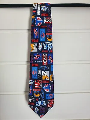 Space Jam Neck Tie Warner Bros 1996 Jordan Silk VTG Official Tune Squad Nice! • $14.99