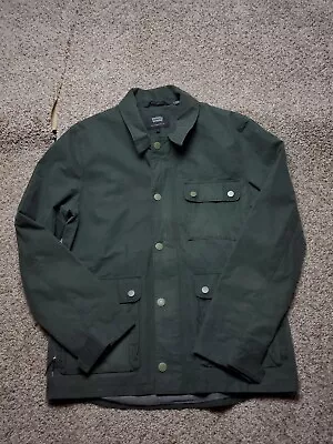 Levis Halley Stevenson Jacket Size Small Mens Green Waxed Cotton Full Zip Snap • $74.75