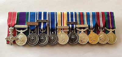 £149 • Buy Court Mounted Miniature Medals, MBE, GSM, NATO, Iraq, Afghanistan, Jubilee, ACSM