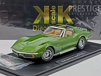 KK-Scale 1972 Chevrolet Corvette C3 W Side Pipes And Roof Metallic Green 1:18 - • $230