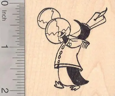 Penguin Playing Cymbals Marching Band Rubber Stamp Musical J19213 WM • $19