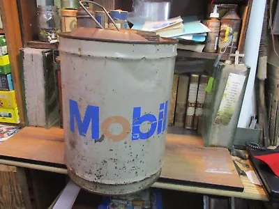Mobil Motor Oil Co Can 5 Gl Gallon Gas Tin  Lub Vintage Service Station • $24.99