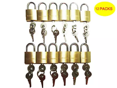 LOT OF 12 Small Brass Padlock (20MM) Mini Tiny Lock Box Jewelry Drawer KA • $15.99