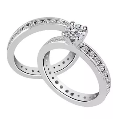 I1 G 2.00 Ct Round Cut Diamond Eternity Bridal Wedding Ring 14K White Gold RS 6 • $1125.59