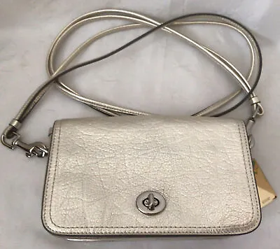 Coach 19908 Legacy Gold Metallic Leather Penny Crossbody Shouder Purse  • $140