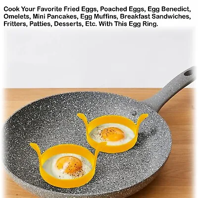 2Pcs SILICONE EGG FRYING RING FRY FRIED POACHER MOULD PERFECT FOR EGGS PANCAKES • £3.49