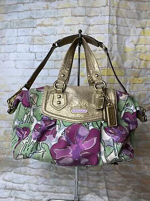 Coach Madison Floral Audrey Convertible Satchel Multi Color Gold Accents 14589 • $71.99