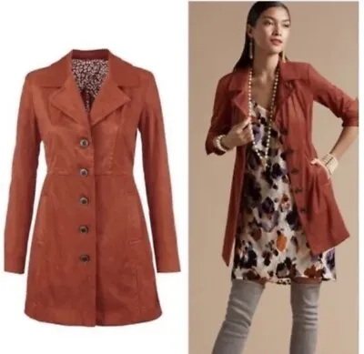 Cabi Penny Lane Longline Trench Coat Jacket 3490 Preppy Burnt Orange Sz S • $55.25