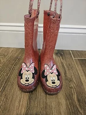 Girls  Size 12/ Pink Glitter/ Light Up Rain Boots Minnie Mouse • $21