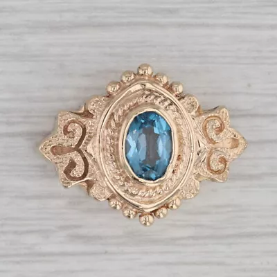 Vintage 1.60ct Blue Topaz Slide Charm Bracelet 14k Yellow Gold DJW • $649.99
