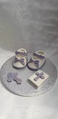 Edible Fondant Baby Shoes Theme Cake Topper Choose Your Own Colour  • £16