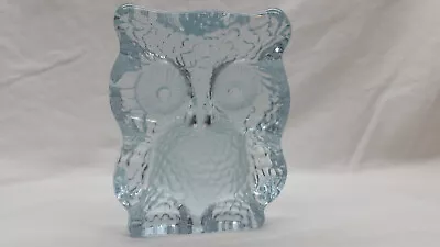 Viking Art Glass Handmade USA WV OWL Flat Back Sculpture Paperweight Bookend • $17.95