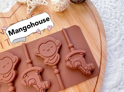 Silicone Monkey Horse Lollipop Mould Mold Chocolate Ice Jelly Lolly Kids Party • £3.09