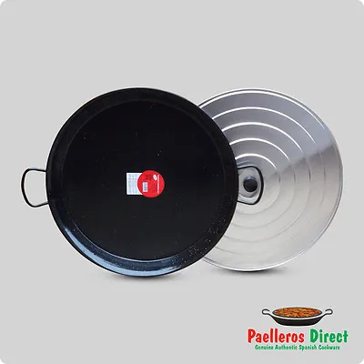 Authentic Spanish Paella Pan - 55cm Enamelled Steel Pan With 55cm Lid • £59.99