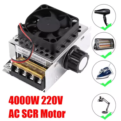 4000W AC 220V SCR Variable Voltage Regulator Motor Speed Controller Dimming Fan • £11.90