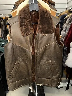 Shearling Vest Mens Size M Brown Color Excellent Quality Luxor Leathers & Furs • $100